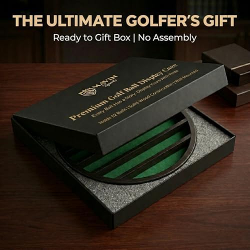 Golf Ball Display Case for 32 Balls – Modern Golf Decor ft. 18” Moon Shelf - Image 6