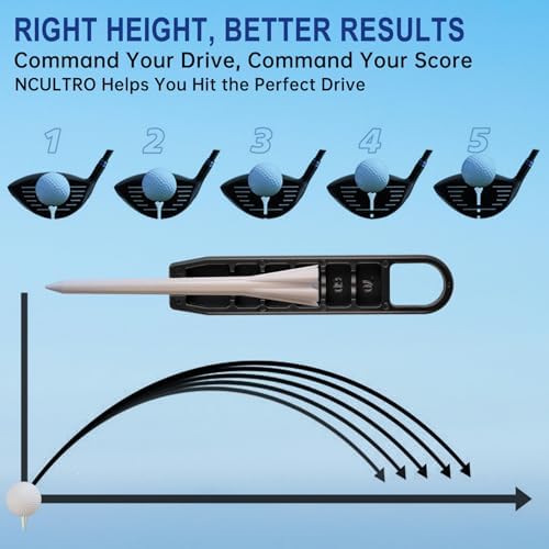 Golf Tee Height Tool, 6 Adjustable Settings, Fits Most Standard Tees - Image 2