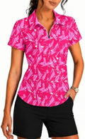 PINSPARK Womens Golf Shirt Short Sleeve Polo UPF 50+ 1/4 Zip Collar Shirt by Pinspark