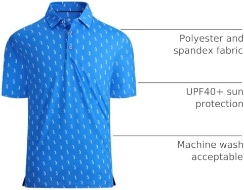 Alex Vando Mens Golf Shirt Moisture Wicking Print Performance Polo Shirt - Image 4