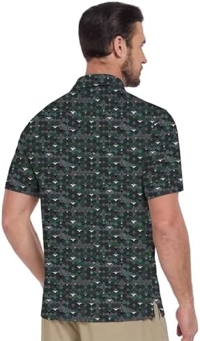 ZITY Men's Golf Shirts Short Sleeve Print Patterns Casual Collared Polo - Image 2