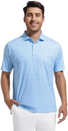 Alex Vando Mens Golf Shirt Moisture Wicking Classic Print Golf Shirts - Image 2