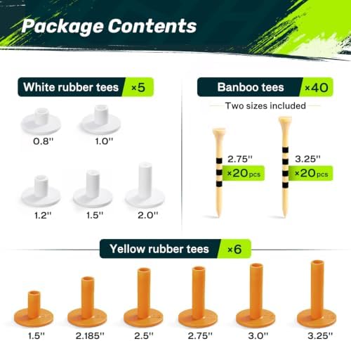 SAPLIZE Golf Mat Tee Set, 5/11 Pack Rubber Tees - Image 2
