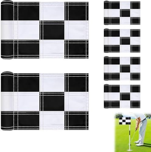 6 Pcs Checkered Golf Flags 8x6 Inch – 420D Nylon Portable Training Target Flag by MOSIOBERDAVIAN