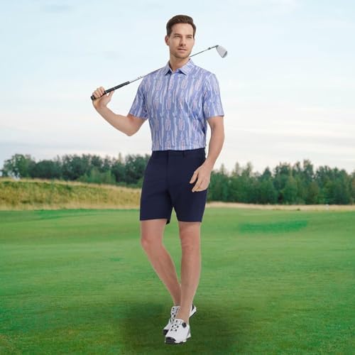 M MAELREG Mens Golf Shirt Short Sleeve Dry Fit Print Moisture Wicking - Image 2