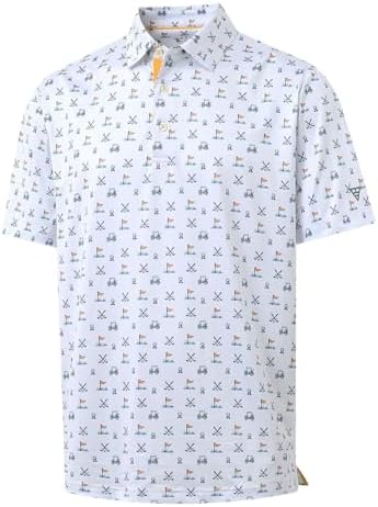 M MAELREG Mens Golf Shirt Short Sleeve Dry Fit Print Moisture Wicking by MAELREG