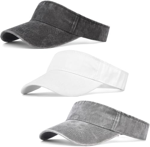 IYEBRAO 3 Pack Sun Visor Hat Sport Vintage Washed Adjustable Cotton Empty Top by 29IYEBRAO