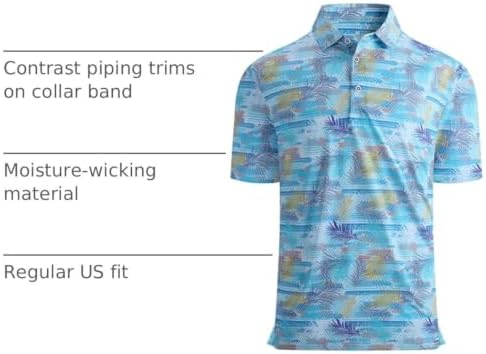 Alex Vando Mens Golf Shirt Moisture Wicking Print Performance Polo Shirt - Image 4