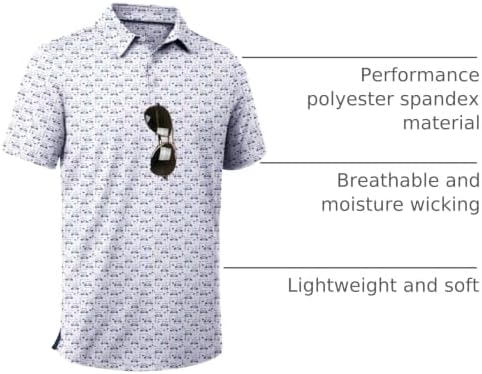 ZITY Men's Golf Shirts Short Sleeve Print Patterns Casual Collared Polo - Image 4