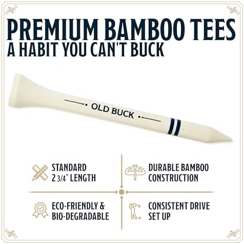 Old Buck 2 3/4" Bamboo Golf Tees, Premium Wooden Driver Tees in Cigarette-Style - Image 3