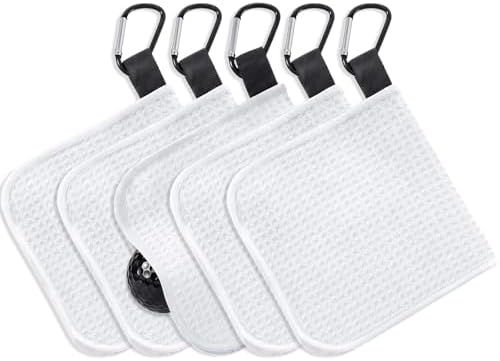 Batiyeer 5 Pack Small Golf Towel 5.5 x 5.5 Inch Microfiber Waffle Material by Batiyeer