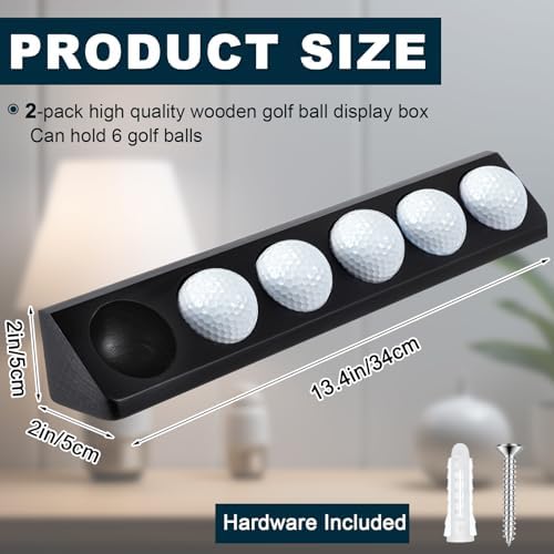 CroBlissful 2 Pack Golf Ball Display Case 1 Tier Wall Mounted Black - Image 2