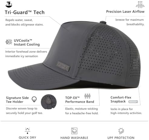 TOP-EX Men's Performance Snapback Hat, Water-Resistant, Breathable Golf Cap - Image 2
