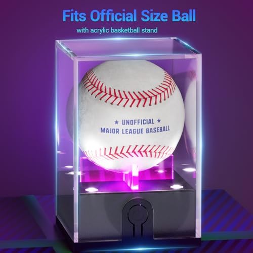Leshein Baseball Display Case, LED Light Up Baseball Case Cube Holder - Image 5