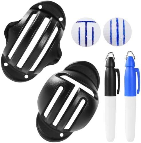 4-Piece Golf Ball Marker Alignment Kit, Stencils & Pens by Unknown