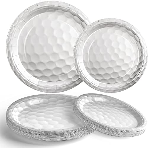 60 Pack Golf Ball Paper Plates, 7 Inch and 9 Inch Golf Paper Plates Dessert by MOTOTO