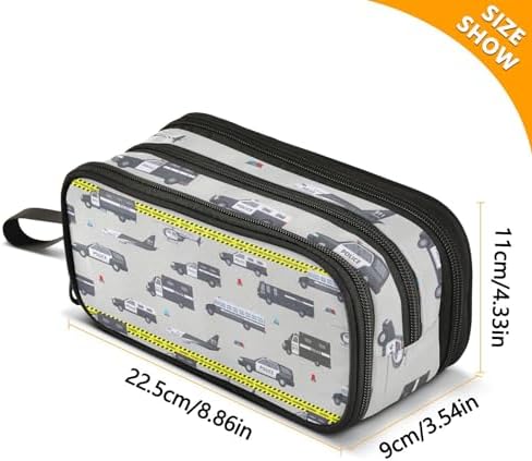 ZAZYXTJ Police Car Large Capacity Pencil Case 3 Compartment Pen Pouch Storage - Image 3