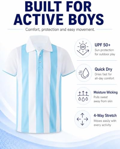 Boys Golf Polo Shirts Short Sleeve Color Contrast 5-14Y - Image 4