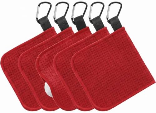 Batiyeer 5 Pack Small Golf Towel 5.5 x 5.5 Inch Microfiber Waffle Material by Batiyeer