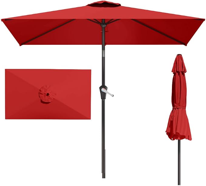 6.5' x 10' Rectangular Patio Umbrella Large Outdoor Market Umbrella w/UV by PatioKingdom