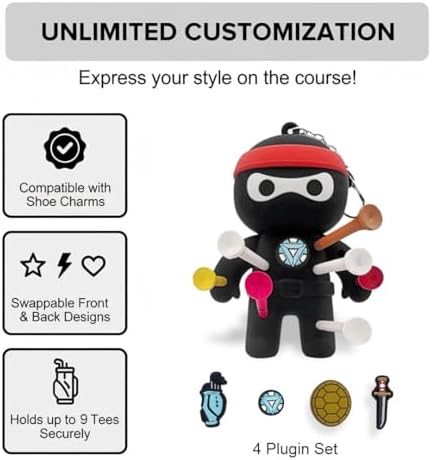 FAR&STRAIGHT Ninja Golf Tee Holder | Interchangeable Plugins | Funny & Unique - Image 3