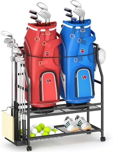 DAOUTIME Golf Bag Stand with Wheels, Golf Bag Organize by DAOUTIME