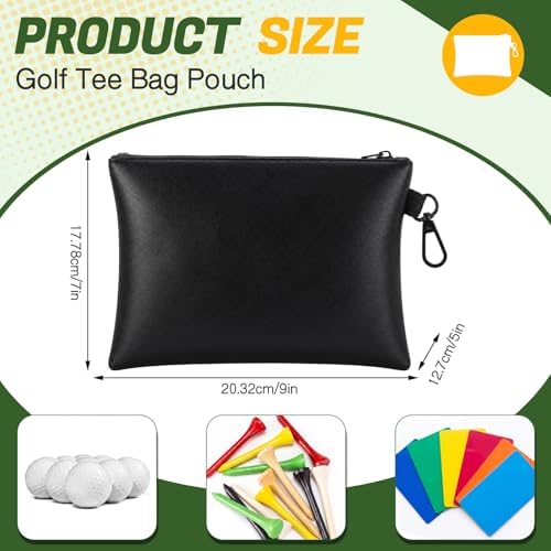 Mudder 2 Pcs Valuables Golf Pouch Bucket, PU Leather Golf Tee Bag - Image 2