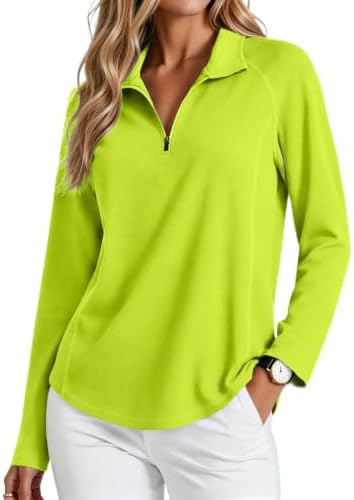 PINSPARK Womens Golf Shirt Long Sleeve Polo Shirts 1/4 Zip Tennis Hiking Tops by Pinspark
