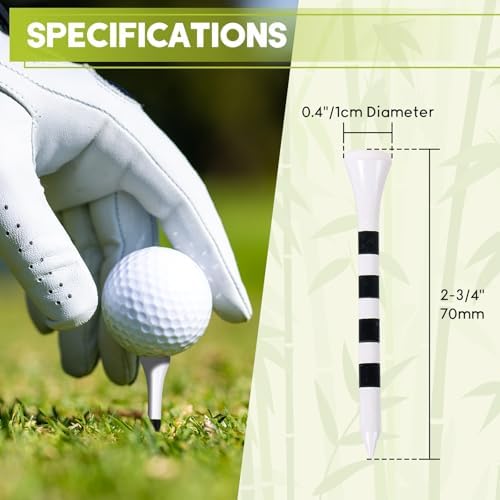 Bamboo Golf Tees 200 Pack 2-3/4 & 3-1/4 inch Length | 4 Line Marking Natrual - Image 2