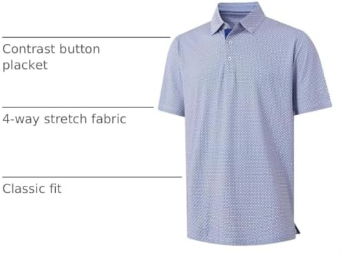 M MAELREG Mens Golf Shirt Short Sleeve Dry Fit Print Moisture Wicking - Image 4