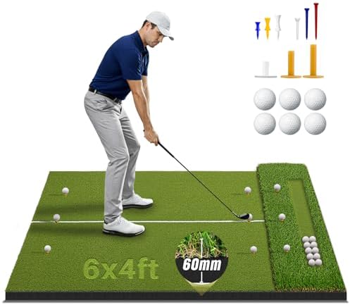 6x4ft Premium Golf Hitting Mat Dual/Tri-Turf by MakingSportsMoreConvenien