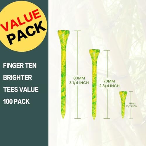 FINGER TEN Stylish Golf Tees Wood 100 Pack - Image 2