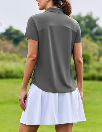 PINSPARK Womens Golf Shirt Short Sleeve Polo UPF 50+ 1/4 Zip Collar Shirt - Image 3
