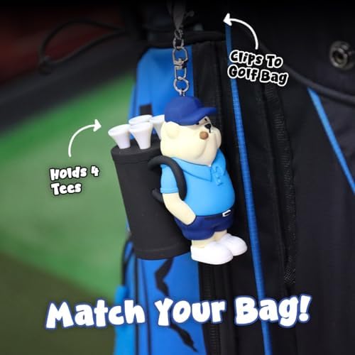 Golf Tee Holder Keychain with Funny Golfer Character, Includes 4 Tees & Clip - Image 5