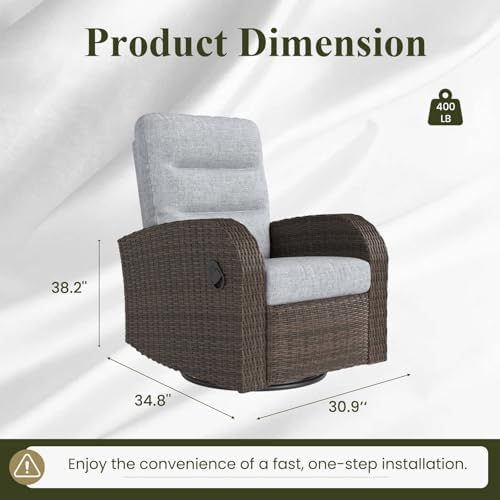 Oversized Wicker Outdoor Swivel Glider Recliner - Image 2