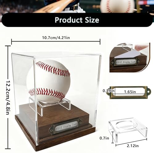 Baseball Case Display for Balls Walnut Wood Base Acrylic - Image 3