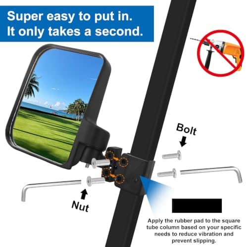 No Drilling Golf Cart Side View Mirrors - Image 5