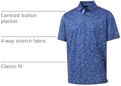 M MAELREG Mens Golf Shirt Short Sleeve Dry Fit Print Moisture Wicking - Image 4