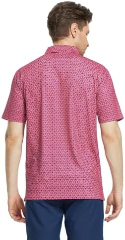 M MAELREG Mens Golf Shirt Short Sleeve Dry Fit Print Moisture Wicking - Image 5
