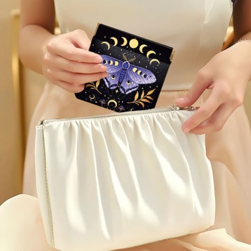Peacoblue Bohemian moth Coin Purse, PU Leather Squeeze Pouch 4PCS - Image 5