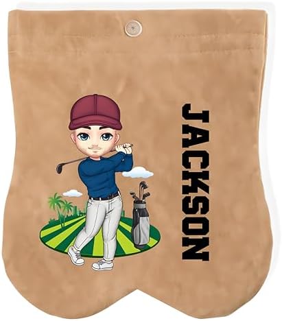 Personalized Golf Ball Bag, Custom Cartoon Character & Name on Golf Shag Bag by calliemoment