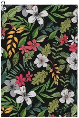 Tropical Floral Golf Towel, Hawaiian Botanical Flower Printed Golf Towel by Unknown