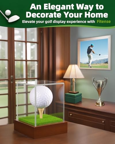 Fitense Single Golf Ball Acrylic Display Cube Wood Base - Image 6