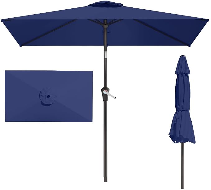 6.5' x 10' Rectangular Patio Umbrella Large Outdoor Market Umbrella w/UV by PatioKingdom