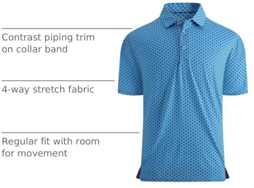 Alex Vando Mens Golf Shirt Moisture Wicking Print Performance Polo Shirt - Image 4