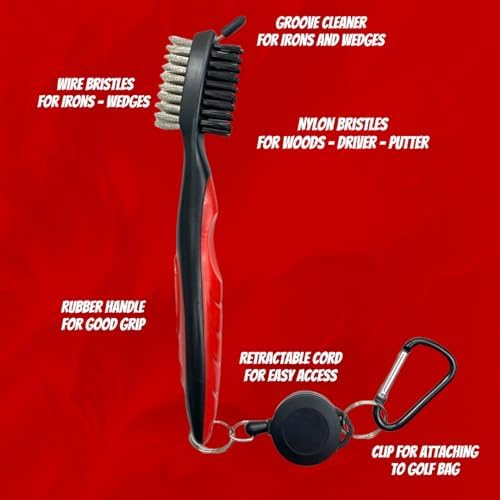 The Golfer's Workshop Golf Club Brush - 2 Ft Retractable Zip-line - Image 3