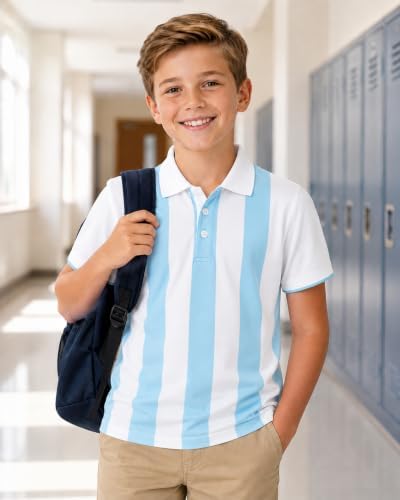 Boys Golf Polo Shirts Short Sleeve Color Contrast 5-14Y - Image 3