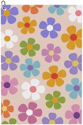 Cute Floral Golf Towel, Funny Colorful Flowers Printed Golf Towel by Unknown