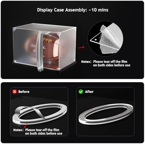 KOLIPI Football Display Case Full Size, Mirror Back & Base, 11.8x7.9x7.9 in - Image 4