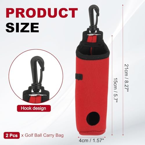 uxcell Golf Ball Carry Bag, Waist-Mounted Storage Bag Neoprene Golf Tee Holder - Image 2